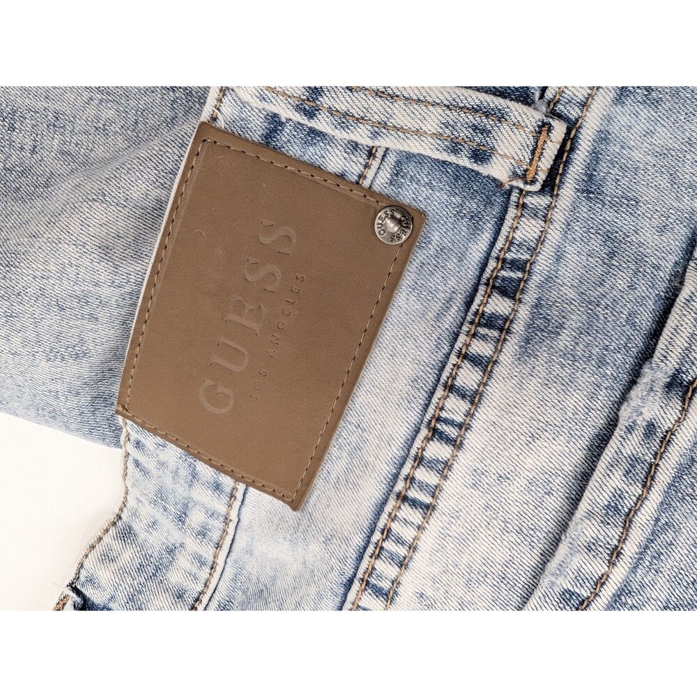 Guess Jeans Mens Light Blue Acid Wash Mid Rise Slim Tapered Jeans 34"x31" - Picture 14 of 14